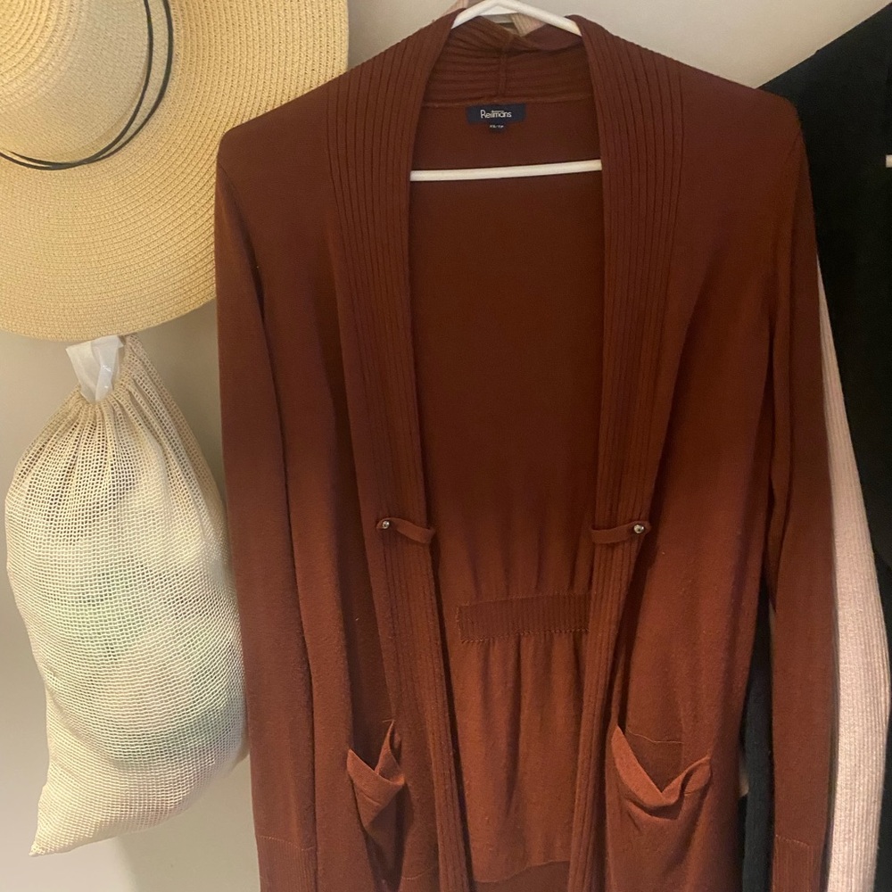 Halogen Brown Cardigan Relaxed Fit Sweater
